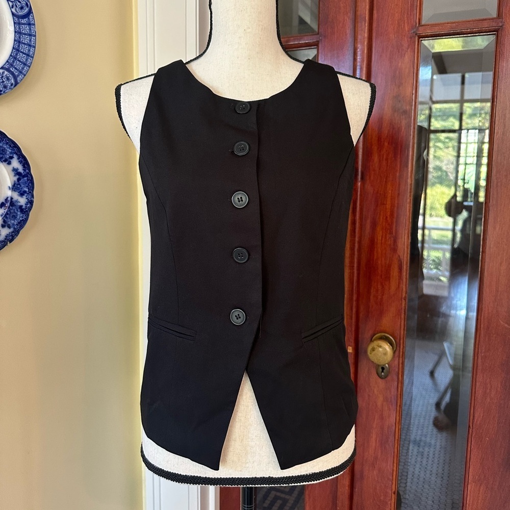 Blenca | Black Crewneck Button Front Vest, Size L, NWT